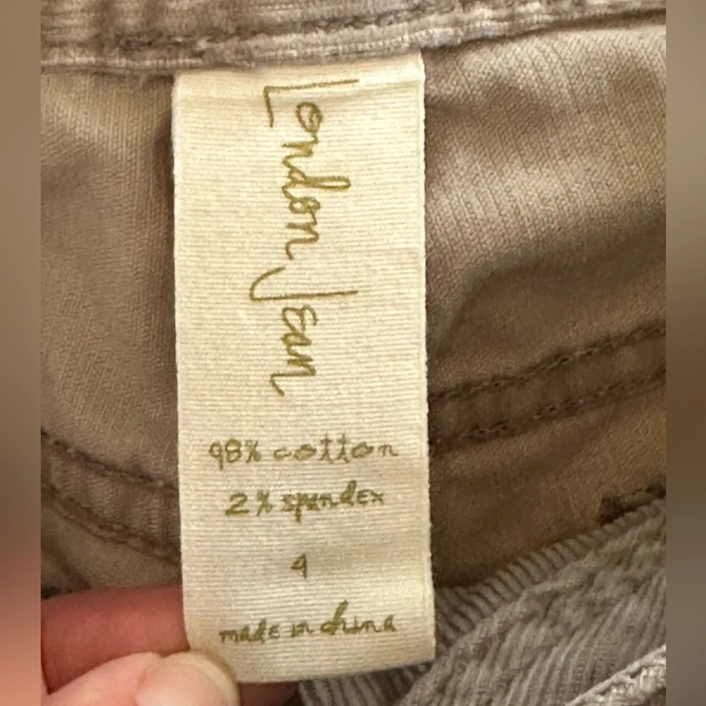 London Jean | Gray/Beige Mid Rise Bootcut Corduroy Jeans, Size 4
